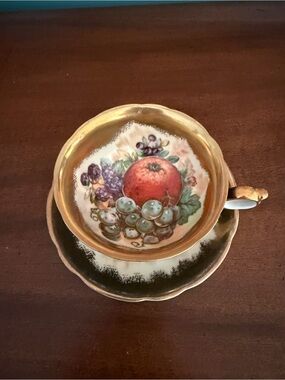 Vintage Aynsley “Orchard Gold” Fruit Teacup and Saucer